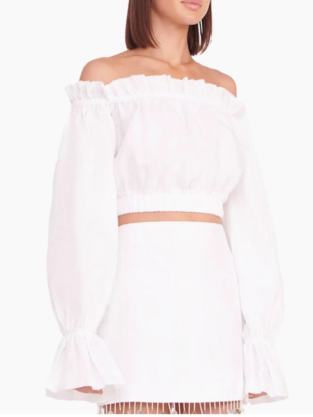 Staud Tristan Crop Top small white linen NWOT